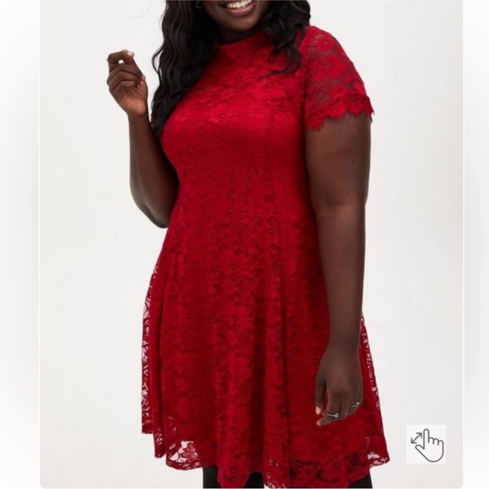 Torrid Mini Lace High Neck Skater Dress - Picture 13 of 16